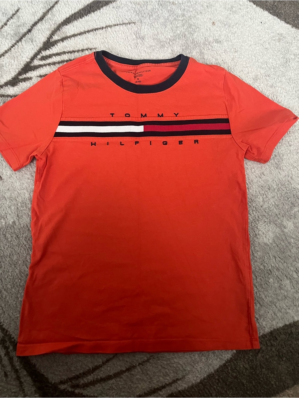 Tommy Hilfiger Orange Short Sleeve Crew with Chest Stripe
